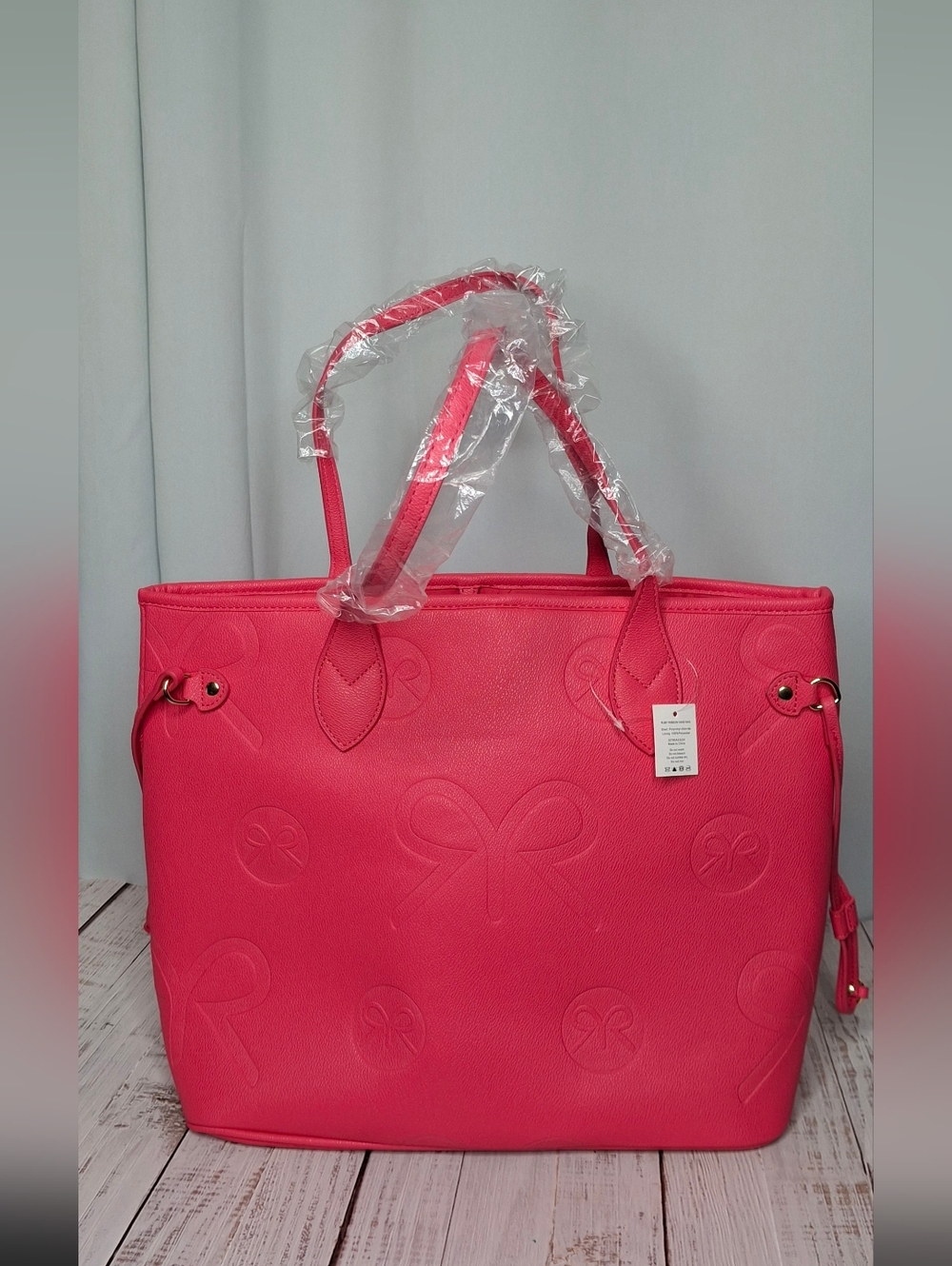 Ruby Ribbon Pink Tote Bag Purse Laptop Fun Ribbon Accents Work Play Travel New